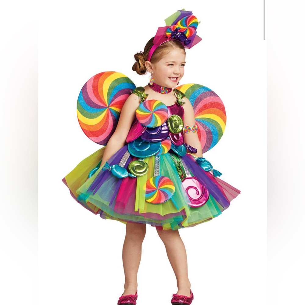Chasing Fireflies Colorful Candy Fairy Costume and Wings Girls Size 16